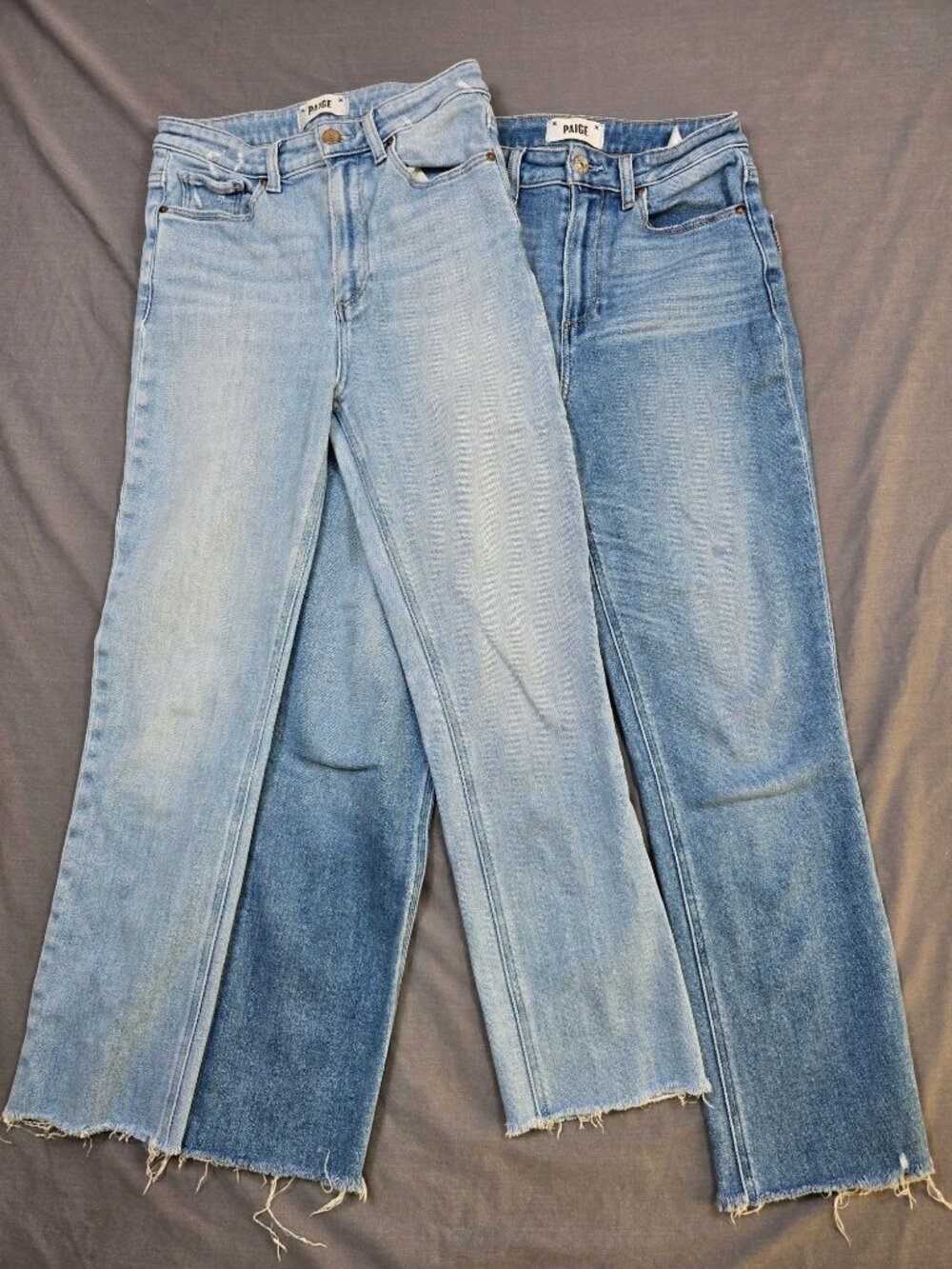 Paige High Rise Cindy Accent Size 26 Light Wash Raw Hem Denim TWO PAIRS Jeans
